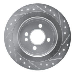 Mini Cooper Clubman Brake Rotor (1) - Rear Left - R1 Concepts - Drilled & Slotted - Silver - `09-`14